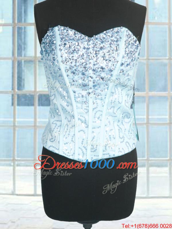 Glorious Baby Blue Sleeveless Organza Lace Up Quinceanera Dresses for Military Ball and Sweet 16 and Quinceanera