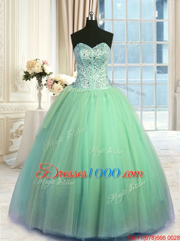 Inexpensive Turquoise Lace Up Quinceanera Gowns Beading and Ruching Sleeveless Floor Length