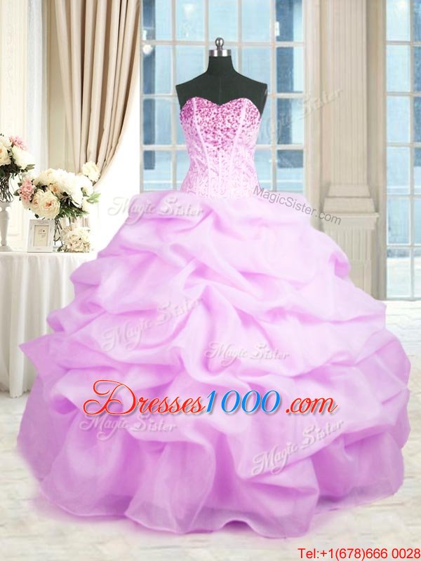 Exceptional Lilac 15 Quinceanera Dress Military Ball and Sweet 16 and Quinceanera and For with Beading and Ruffles Sweetheart Sleeveless Lace Up