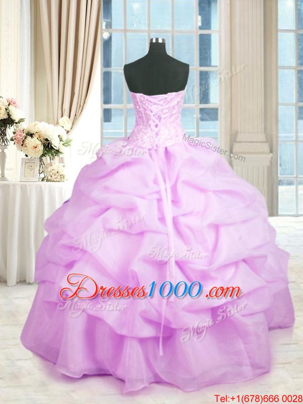 Exceptional Lilac 15 Quinceanera Dress Military Ball and Sweet 16 and Quinceanera and For with Beading and Ruffles Sweetheart Sleeveless Lace Up