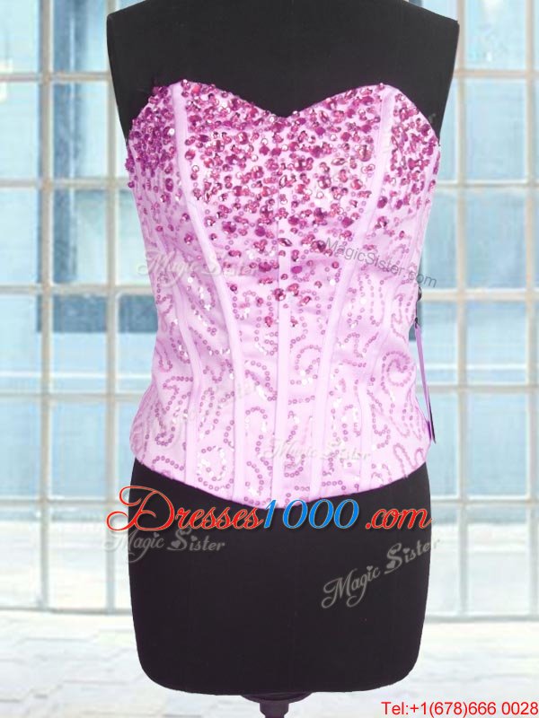 Exceptional Lilac 15 Quinceanera Dress Military Ball and Sweet 16 and Quinceanera and For with Beading and Ruffles Sweetheart Sleeveless Lace Up