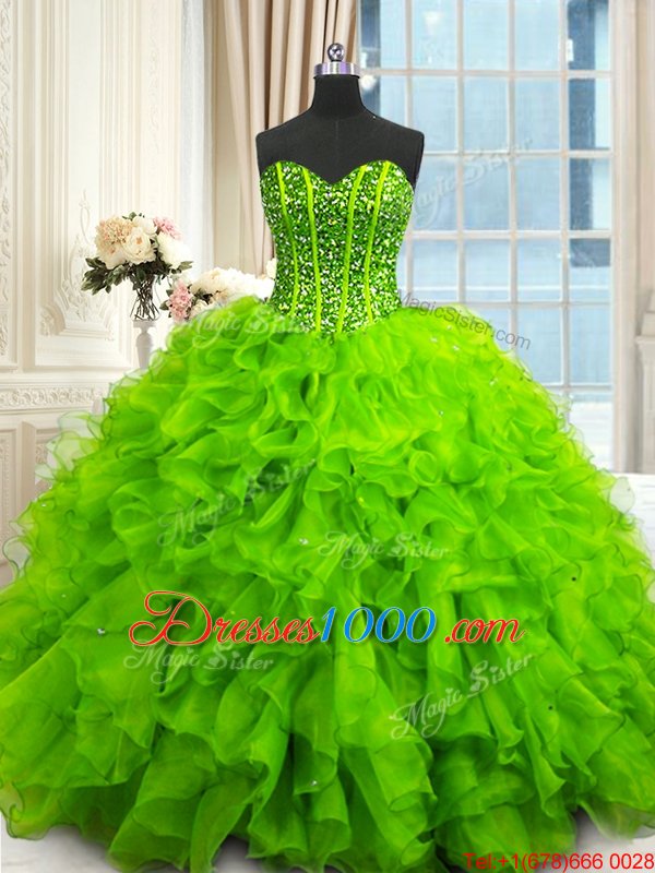 Free and Easy Sequins Floor Length Ball Gowns Sleeveless Sweet 16 Dresses Lace Up