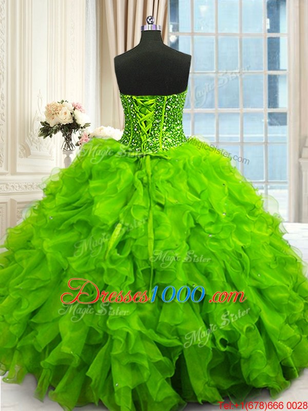 Free and Easy Sequins Floor Length Ball Gowns Sleeveless Sweet 16 Dresses Lace Up