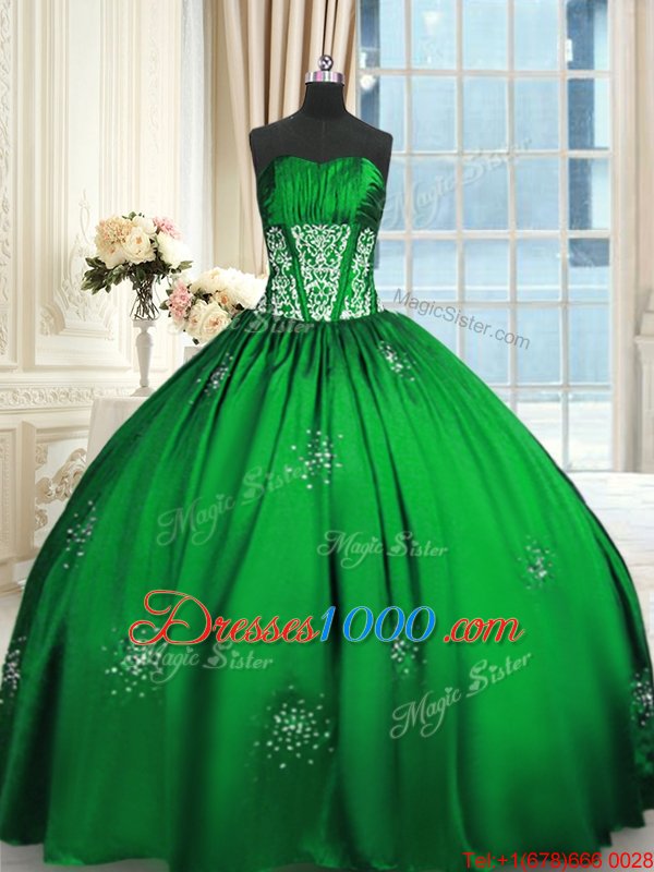 Edgy Taffeta Lace Up 15 Quinceanera Dress Sleeveless Floor Length Beading and Appliques and Ruching