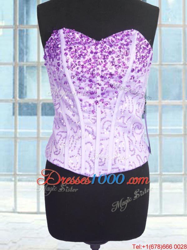 Fantastic Lavender Ball Gowns Sweetheart Sleeveless Organza Floor Length Lace Up Beading and Ruffles 15 Quinceanera Dress