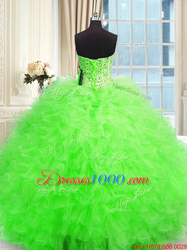 Modest Quinceanera Gown Military Ball and Sweet 16 and Quinceanera and For with Beading and Ruffles Strapless Sleeveless Lace Up