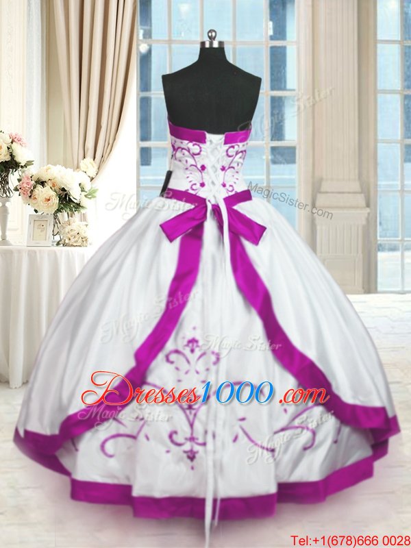 Sexy White Sweet 16 Quinceanera Dress Military Ball and Sweet 16 and Quinceanera and For with Beading and Embroidery and Belt Strapless Sleeveless Lace Up
