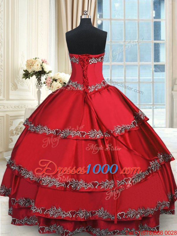 Admirable Wine Red Sleeveless Beading and Embroidery and Ruffled Layers Floor Length Ball Gown Prom Dress
