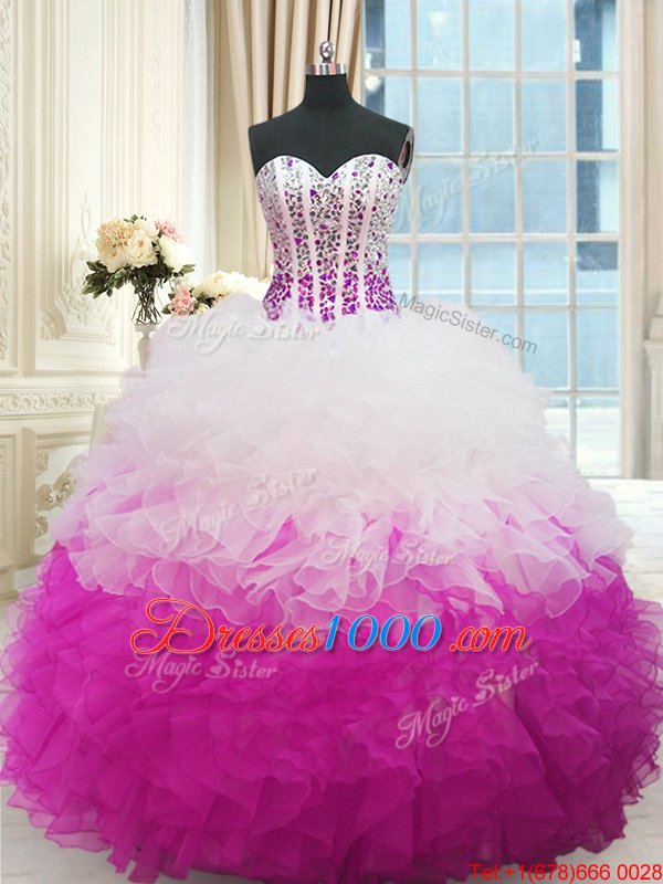 Beautiful Multi-color Sleeveless Beading and Ruffles Floor Length Quinceanera Gowns