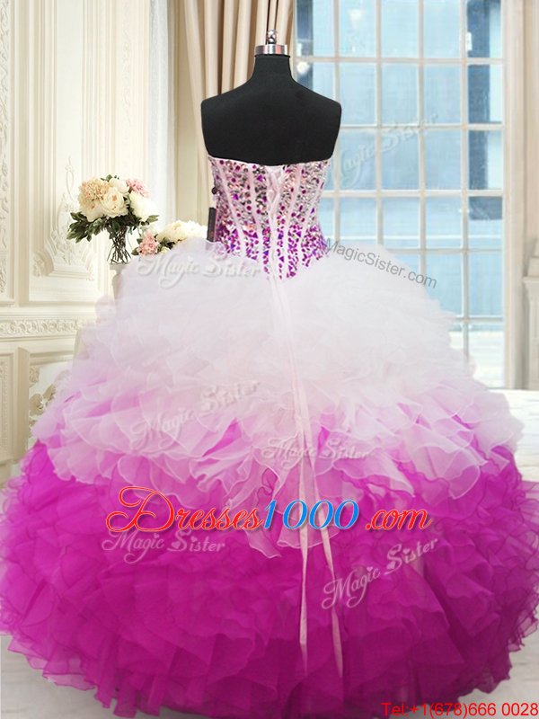 Beautiful Multi-color Sleeveless Beading and Ruffles Floor Length Quinceanera Gowns