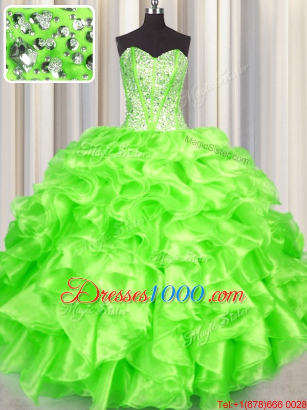 Smart Sleeveless Floor Length Beading and Ruffles Lace Up Quinceanera Dress with