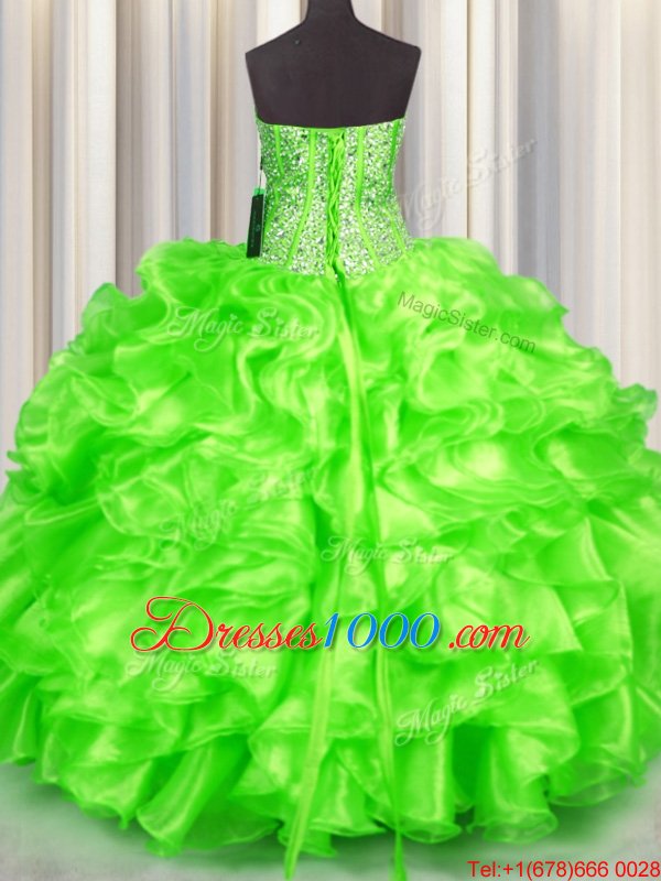 Smart Sleeveless Floor Length Beading and Ruffles Lace Up Quinceanera Dress with