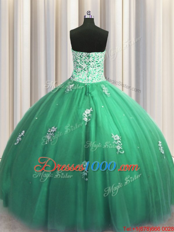 Shining Sleeveless Beading and Appliques Lace Up 15 Quinceanera Dress