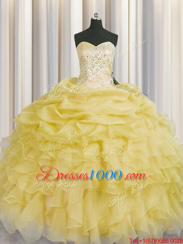 Wonderful Sleeveless Lace Up Floor Length Beading and Ruffles Quinceanera Dresses