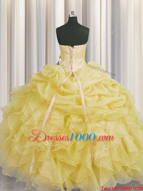 Wonderful Sleeveless Lace Up Floor Length Beading and Ruffles Quinceanera Dresses