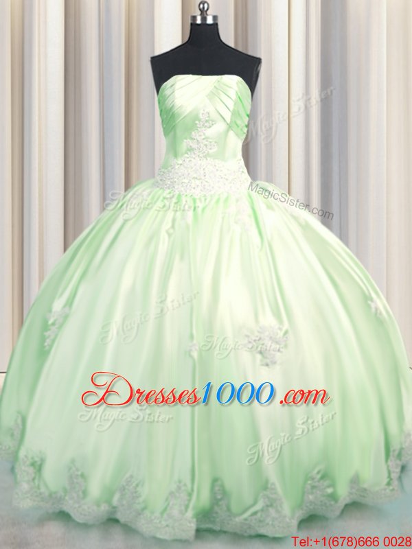 Floor Length Green Ball Gown Prom Dress Strapless Sleeveless Lace Up