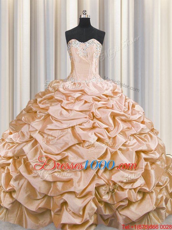 Clearance Pick Ups Brush Train Ball Gowns Sleeveless Peach Sweet 16 Dresses Sweep Train Lace Up