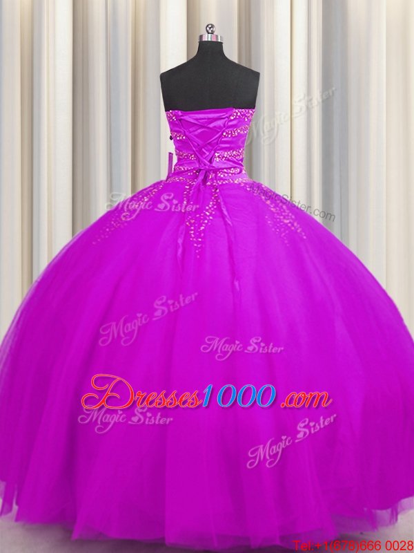 Best Really Puffy Purple Ball Gowns Sweetheart Sleeveless Tulle Floor Length Lace Up Beading 15th Birthday Dress