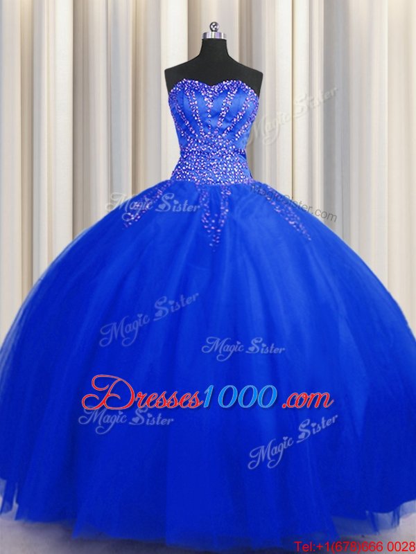 Puffy Skirt Sweetheart Sleeveless Tulle 15 Quinceanera Dress Beading Lace Up
