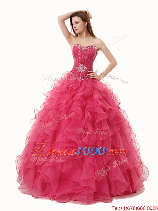 Decent Sleeveless Beading and Ruffles Lace Up Quinceanera Dresses