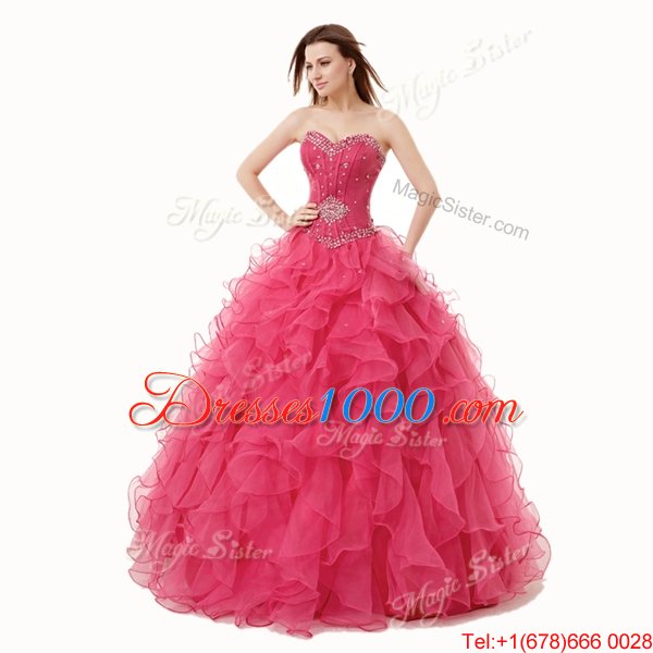 Decent Sleeveless Beading and Ruffles Lace Up Quinceanera Dresses