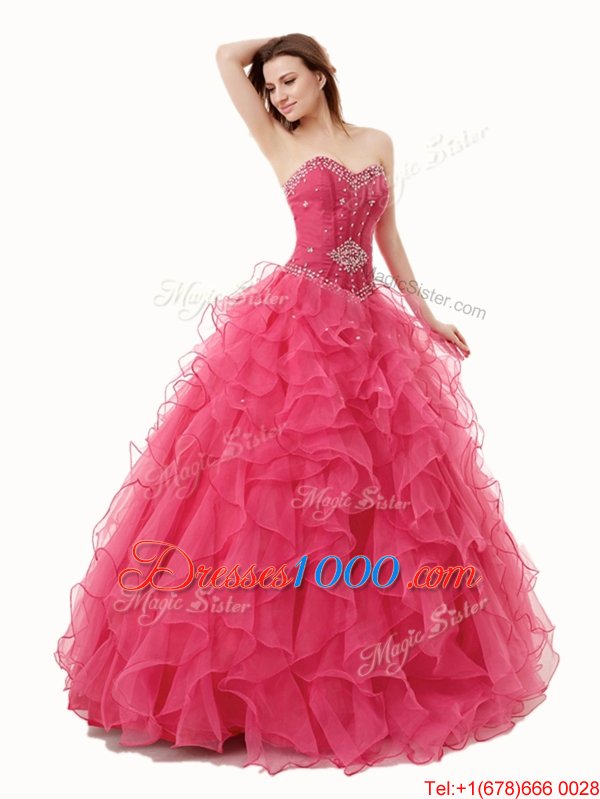 Decent Sleeveless Beading and Ruffles Lace Up Quinceanera Dresses