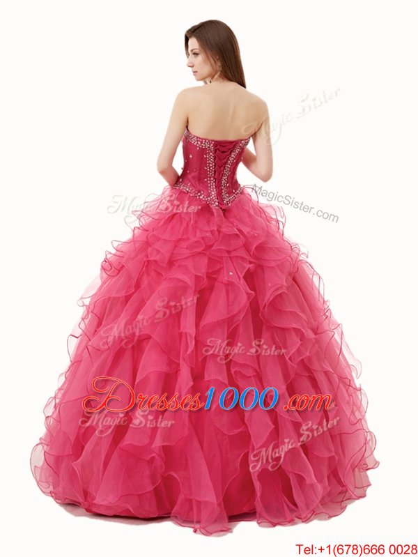 Decent Sleeveless Beading and Ruffles Lace Up Quinceanera Dresses