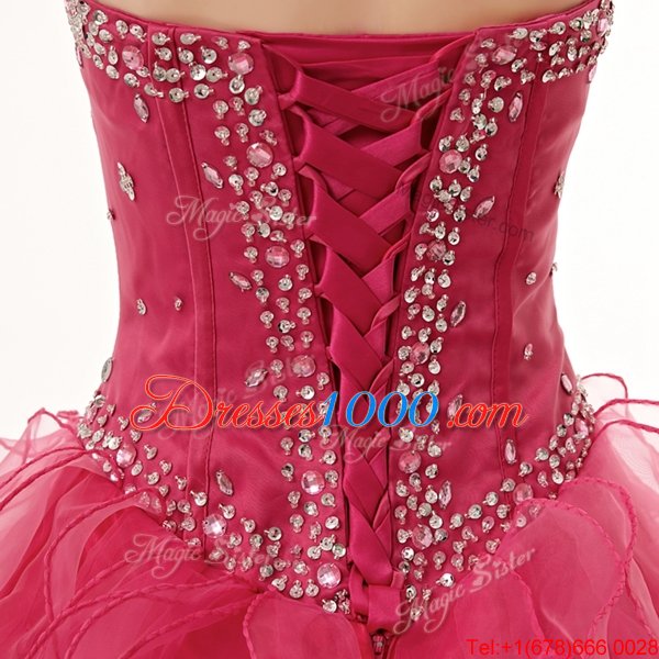 Decent Sleeveless Beading and Ruffles Lace Up Quinceanera Dresses