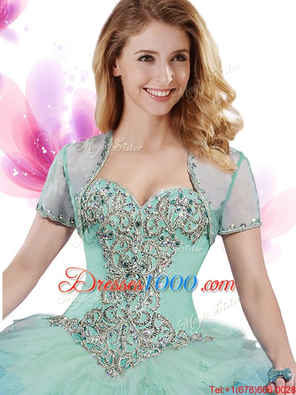 Multi-color 15 Quinceanera Dress Military Ball and Sweet 16 and Quinceanera and For with Beading and Ruffles Sweetheart Sleeveless Lace Up