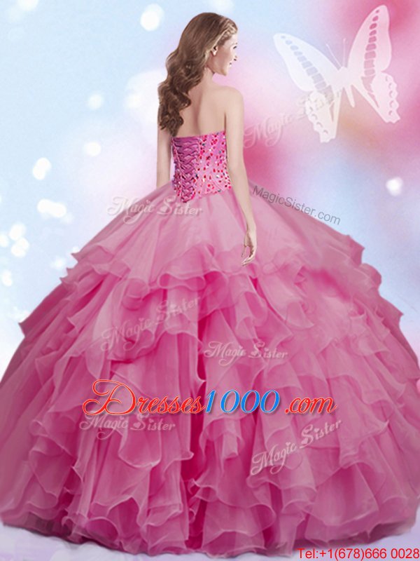Clearance Organza Sleeveless Floor Length Quinceanera Gowns and Beading