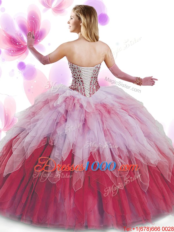 Sleeveless Beading and Ruffles Lace Up Quinceanera Gown