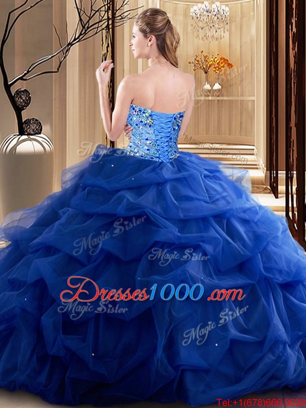 Teal Sleeveless Tulle Zipper Quinceanera Gown for Military Ball and Sweet 16 and Quinceanera