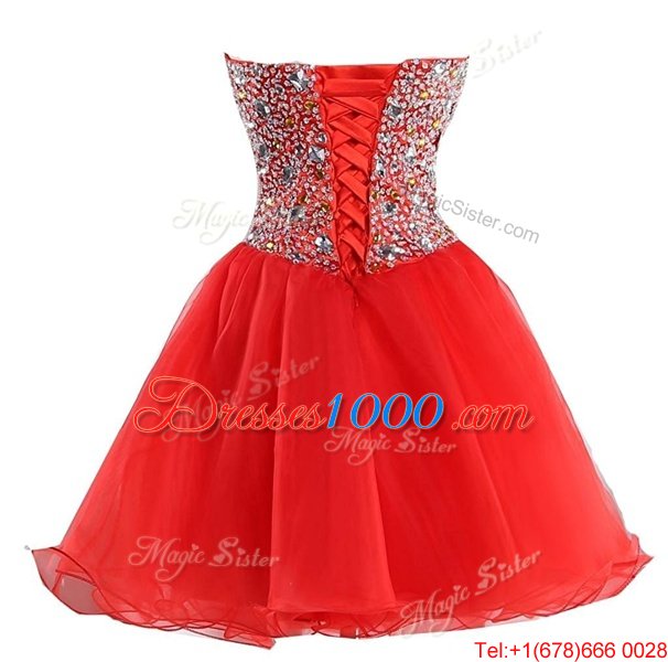 Organza Sleeveless Mini Length Party Dress and Beading