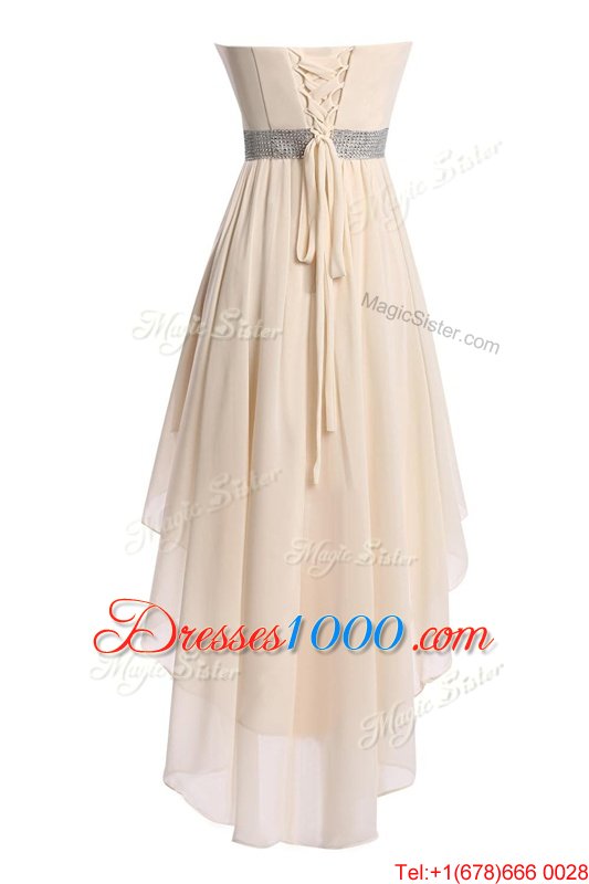 Black Organza Lace Up Sweetheart Sleeveless High Low Homecoming Dress Belt