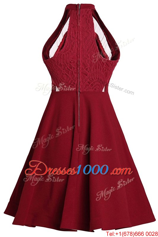 Fantastic Wine Red Pageant Dress for Teens Prom and Party and For with Ruffled Layers High-neck Sleeveless Zipper