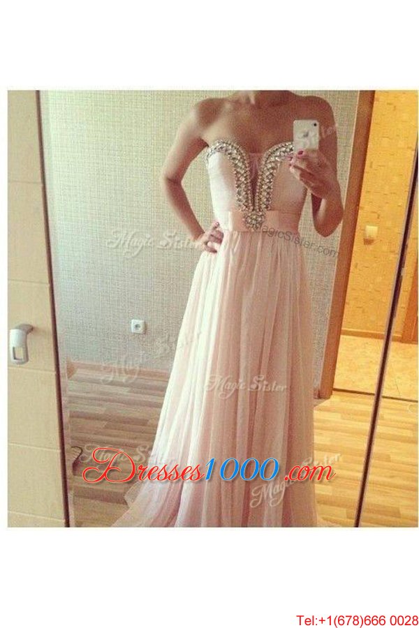 Sexy Chiffon Sleeveless Floor Length Formal Evening Gowns and Beading