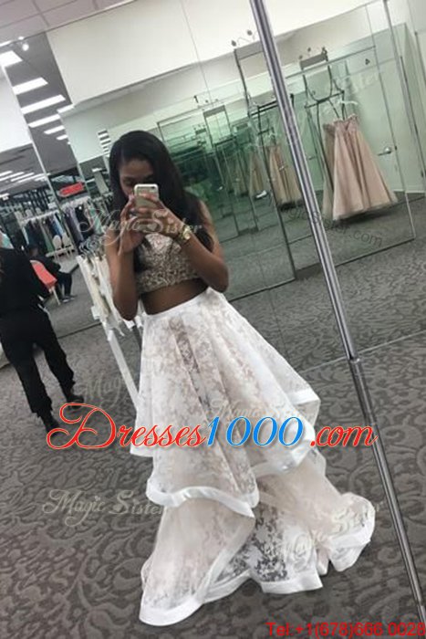 Fabulous Scoop Sleeveless Lace Pageant Dress for Womens Beading and Ruffles Sweep Train Zipper