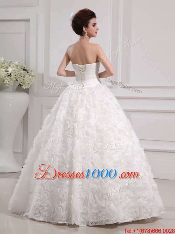 Lace Wedding Dress White Lace Up Sleeveless Floor Length