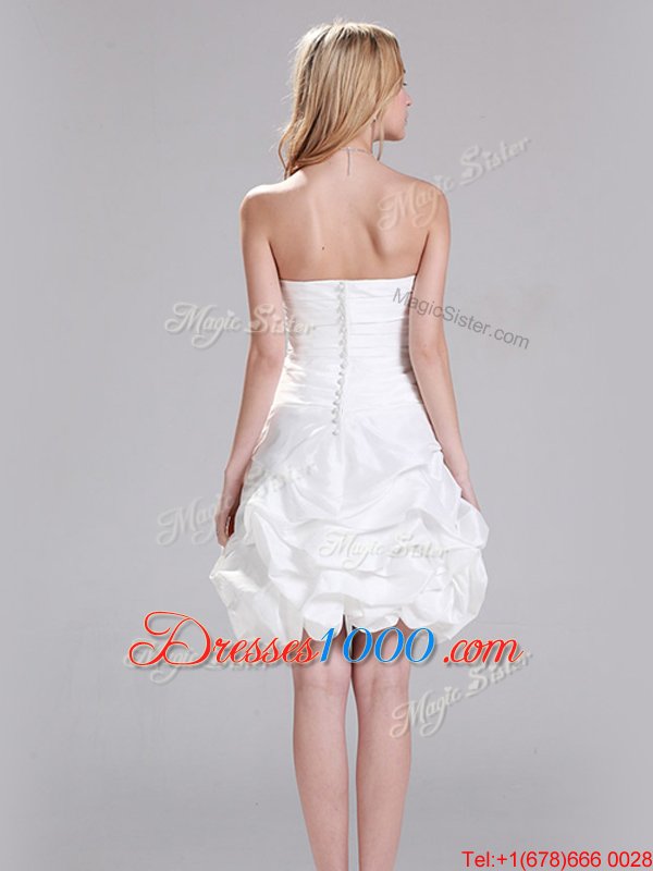 Low Price White Wedding Gown Wedding Party and For with Ruffles Sweetheart Sleeveless Zipper