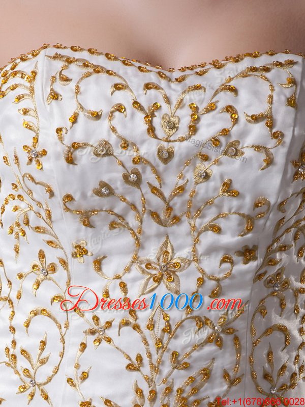 Customized With Train Ball Gowns Sleeveless White Wedding Gowns Zipper