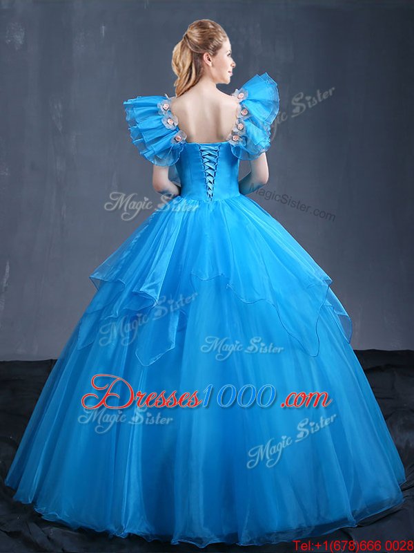 High Class Sleeveless Appliques and Ruffles Lace Up Vestidos de Quinceanera