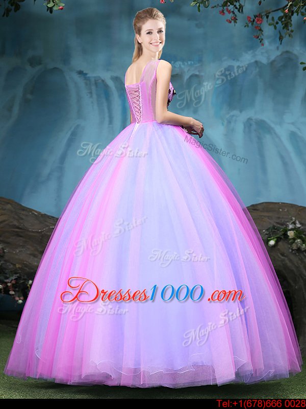 Clearance V-neck Sleeveless Lace Up Sweet 16 Dresses Multi-color Tulle