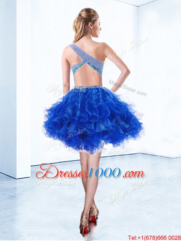 Multi-color Sleeveless Beading and Ruffles Knee Length Custom Made Pageant Dress