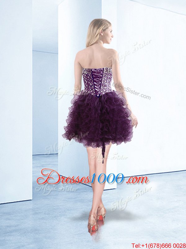 Sleeveless Beading and Ruffles Lace Up Glitz Pageant Dress