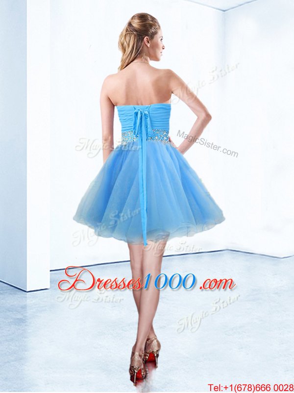 Spectacular Sweetheart Sleeveless Lace Up Pageant Dress for Womens Blue Organza