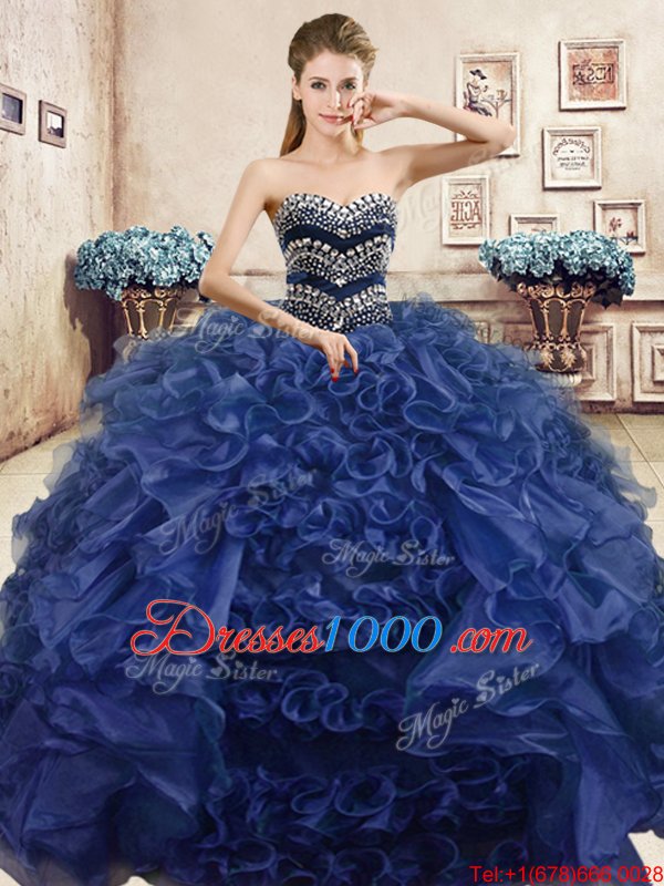 Custom Designed Sleeveless Lace Up Floor Length Beading and Ruffles Quinceanera Dresses