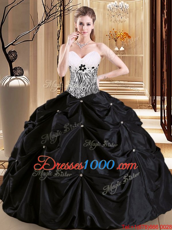 Fashion Pick Ups Floor Length Ball Gowns Sleeveless Black Sweet 16 Dresses Lace Up
