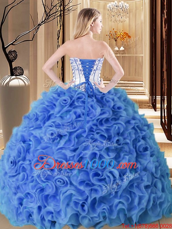 Flirting Strapless Sleeveless Lace Up 15th Birthday Dress Fabric With Rolling Flowers