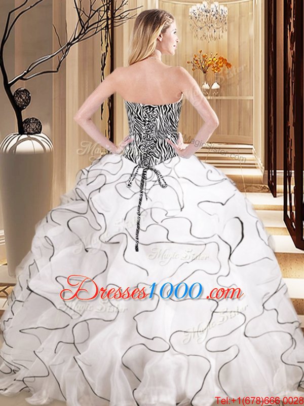 Organza Sleeveless Floor Length Quince Ball Gowns and Ruffles